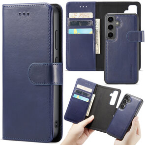 Samsung S24 - 2 in 1 Leather Book Case -  Navy Blue