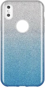 iPhone X &amp; XS - Glitter Back Cover - Blauw &amp; Silver