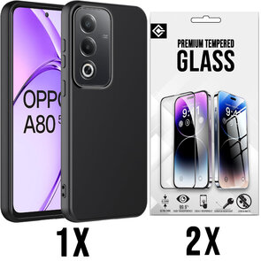 Oppo A80 - Back Cover &amp; 2X Glas - Zwart