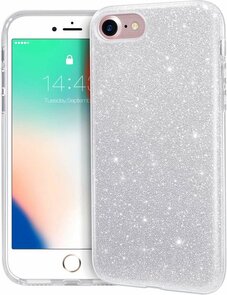 iPhone SE (2022 / 2020) - iPhone 7 &amp; 8 - Glitter Back Cover - Zilver