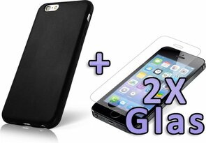 iPhone 6-6s - Back Cover &amp; 2X Glas - Zwart