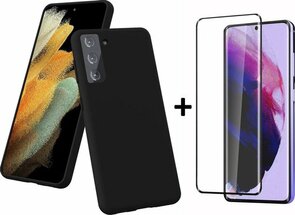 S21 Plus - Back Cover &amp; Full Glas - Zwart