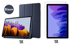 Samsung Tab S8 Plus - S7 FE &amp; Tab S7 Plus Blauw &amp; Glas - Smart Cover