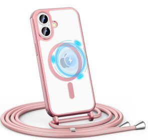 iPhone 16 - MagSafe TPU met Koord - Roze