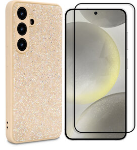 Samsung S25 - Goud - Diamant Glitter &amp; Full Glas