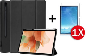 Samsung Tab S8 Ultra Zwart &amp; Glas - Smart Cover