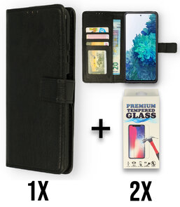 Oppo A78 5G - Book Case &amp; 2x Glas - Zwart