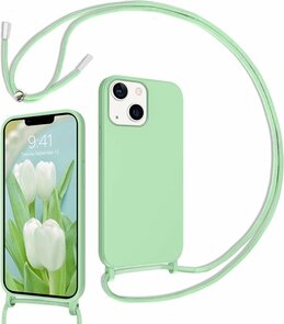 iPhone 14 Plus Licht Groen - TPU Back Cover met Koord