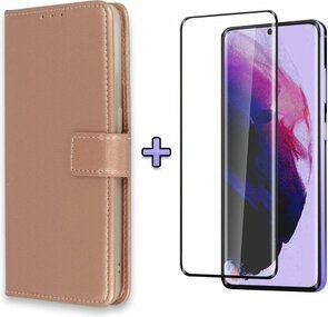 S21 Plus - Book Case &amp; Full Glas - Rosegoud