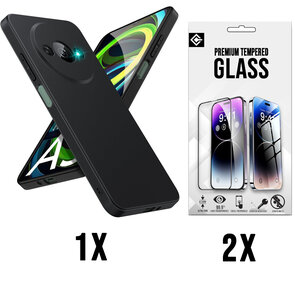 Redmi A3 - Back Cover &amp; 2x Glas - Zwart