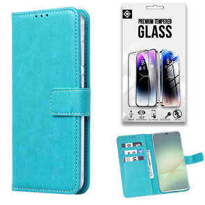 Moto G9 Plus - Book Case &amp; Glas - Turquoise