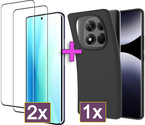 Redmi Note 14 Pro - Siliconen Back Cover &amp; Glas - Zwart