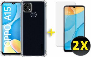 Oppo A15 &amp; A15S - Anti Shock &amp; 2x Glas - Transparant