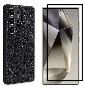 Samsung S25 Ultra - Zwart - Diamant Glitter &amp; Full Glas