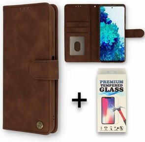 Samsung S21 FE Chocolate Brown &amp; Glas - Book Case