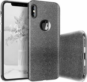 iPhone XS Max - Glitter Back Cover - Zwart