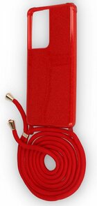 Samsung S21 Ultra Rood - Glitter Back Cover met Koord