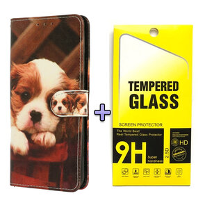 Samsung S25 - Book Case &amp; Glas - Puppy