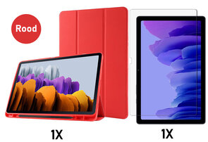 Samsung Tab S8 Plus - S7 FE &amp; Tab S7 Plus Rood &amp; Glas - Smart Cover