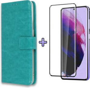 S21 Plus - Book Case &amp; Full Glas - Turquoise