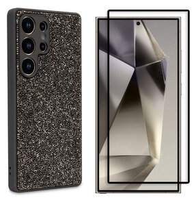 Samsung S25 Ultra - Zilver - Diamant Glitter &amp; Full Glas