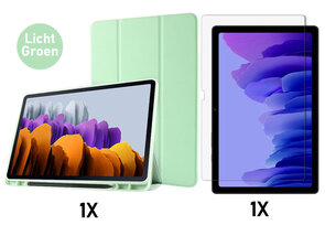 Samsung Tab S8 Plus - S7 FE &amp; Tab S7 Plus Licht Groen &amp; Glas - Smart Cover