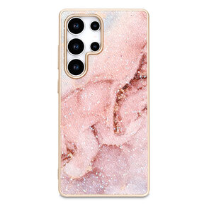 Samsung S22 Ultra - Diamant Marmer Glitter - Roze