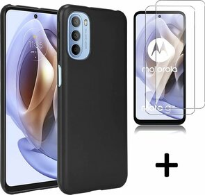 Moto G51 - Back Cover &amp; 2x Glas - Zwart