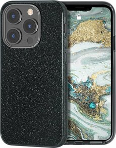 iPhone 13 Pro - Glitter Back Cover - Zwart