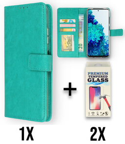 Oppo A78 5G - Book Case &amp; 2x Glas - Turquoise