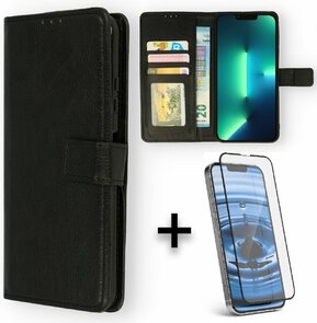 iPhone 13 Pro - Book Case &amp; Full Glas - Zwart