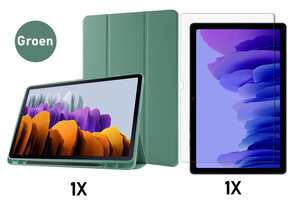 Samsung Tab S8 Plus - S7 FE &amp; Tab S7 Plus Donker Groen &amp; Glas - Smart Cover