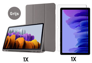 Samsung Tab S8 Plus - S7 FE &amp; Tab S7 Plus Grijs &amp; Glas - Smart Cover