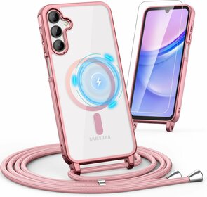 Samsung S25 &amp; S24 - Roze - MagSafe TPU met Koord &amp; Glas