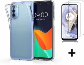 Moto G51 - Back Cover &amp; 2x Glas - Transparant