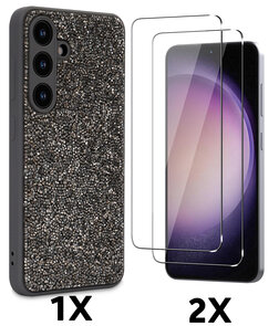 Samsung S25 - Zilver - Diamant Glitter &amp; 2x Glas