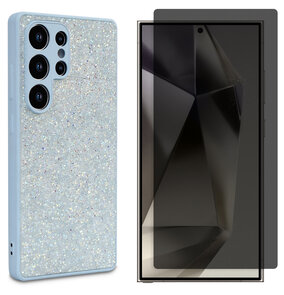 Samsung S25 Ultra - Blauw - Diamant Glitter &amp; Privacy Glas