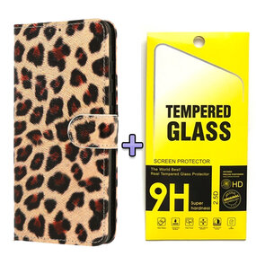 Samsung S25 - Book Case &amp; Glas - Luipaard