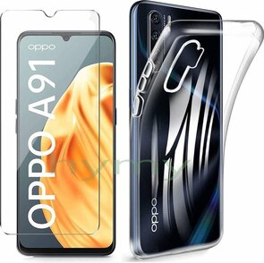 Oppo A91 &amp; Reno 3 - Back Cover &amp; Glas - Transparant