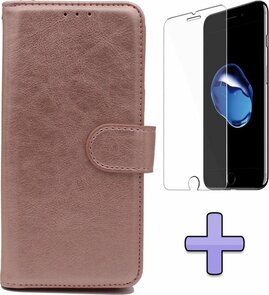 iPhone SE 2022-2020 - HQ Book Case &amp; Glas - Rosegoud