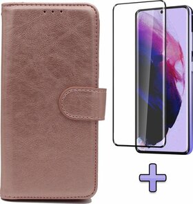 Samsung S21 Plus Roségoud &amp; Full Glas - HQ Book Case