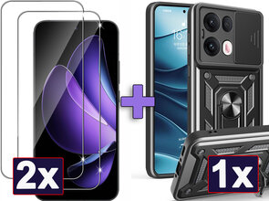 Oppo Reno 13 Pro - Zwart &amp; 2x Glas - Armor met Kickstand
