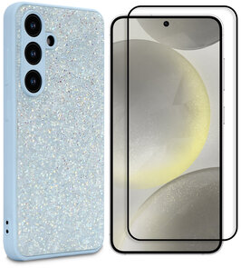 Samsung S25 - Blauw - Diamant Glitter &amp; Full Glas