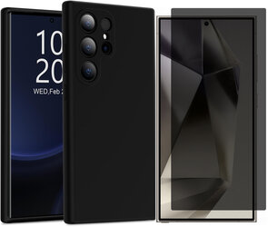 Samsung S25 Ultra - TPU Back Cover &amp; Privacy Glas - Zwart