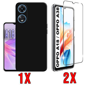 Oppo A18 - Back Cover &amp; 2x Glas - Zwart