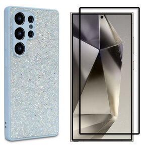 Samsung S25 Ultra - Blauw - Diamant Glitter &amp; Full Glas