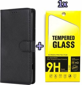 iPhone SE 2022-2020 - HQ Book Case &amp; Glas - Zwart