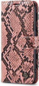 iPhone X &amp; XS Roze - Slangen Book Case