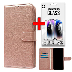 Samsung S25 - Rosegoud - Book Case &amp; Glas
