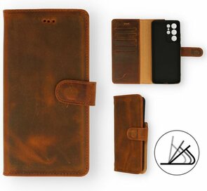 Samsung S21 Ultra Bruin - Lederen Book Case
